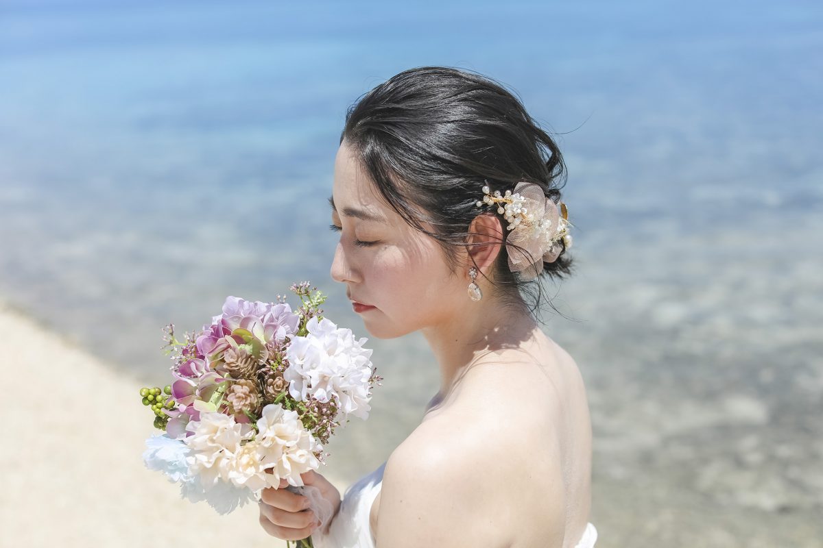 新婦様必見 ヘアセット特集 ショート ボブヘア マリーマーブルのリゾートウェディング